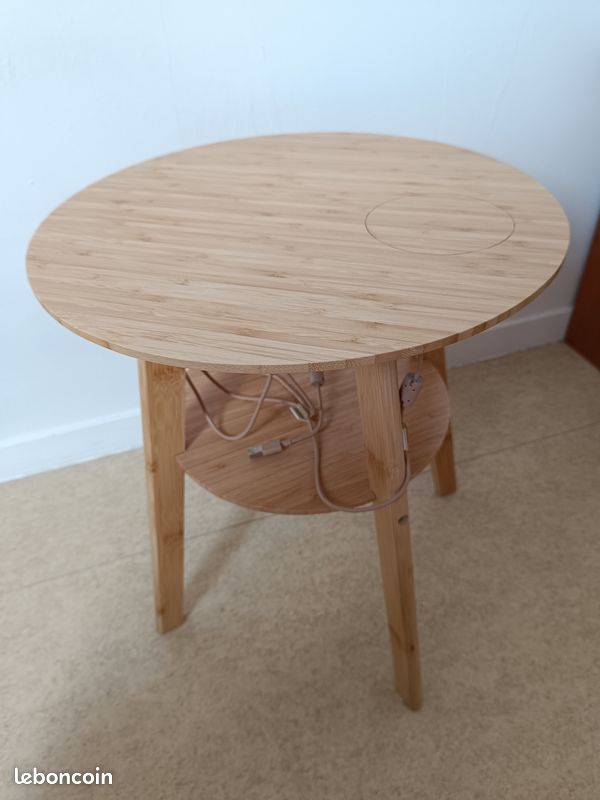 Set de 2 tables d'appoints en bois bambou et rotin coloris naturel -PEGANE