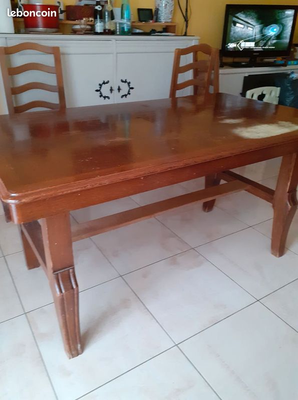 Table ancienne plateau marqueterie (image 1)