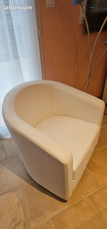 Fauteuil cabriolet cuir blanc Home Spirit (image 3)