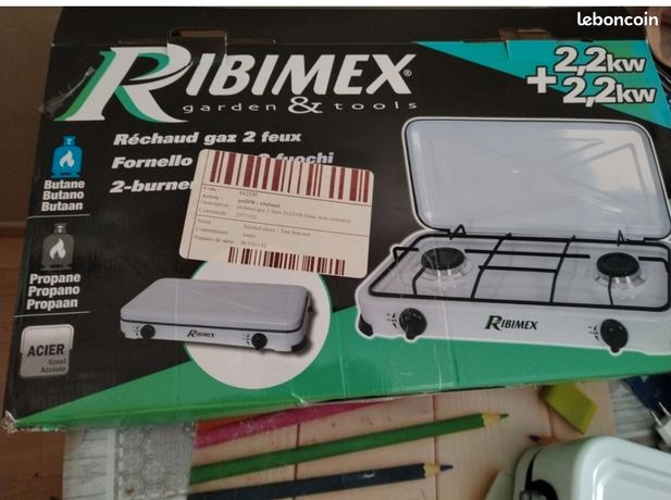Réchaud Gaz 2 Feux RIBIMEX PRF350 Avec Couvercle - Puissance 2x2200W - Pour Camping, Caravane, Mobil-home