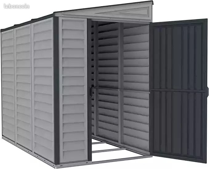 Abri Jardin PVC Adossable Gris Abri PVC Monopente + Kit Fondation (image 1)