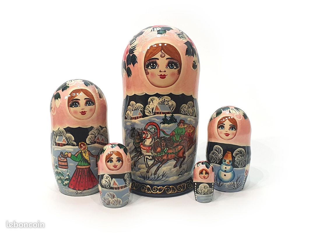 Folk Art Matriochka poupées russes complet 18cm TBE