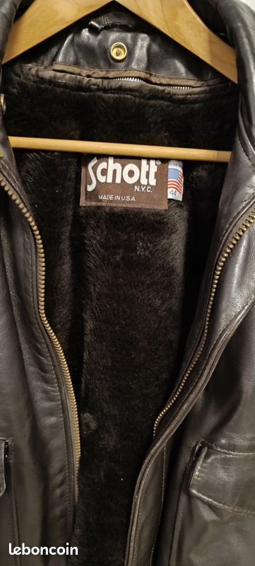 Blouson flight jacket Schott marron (image 2)
