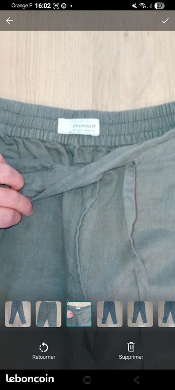 Pantalon En Lin Gris Promod Taille 38 - Coupe Droite, Occasion Très Bon état