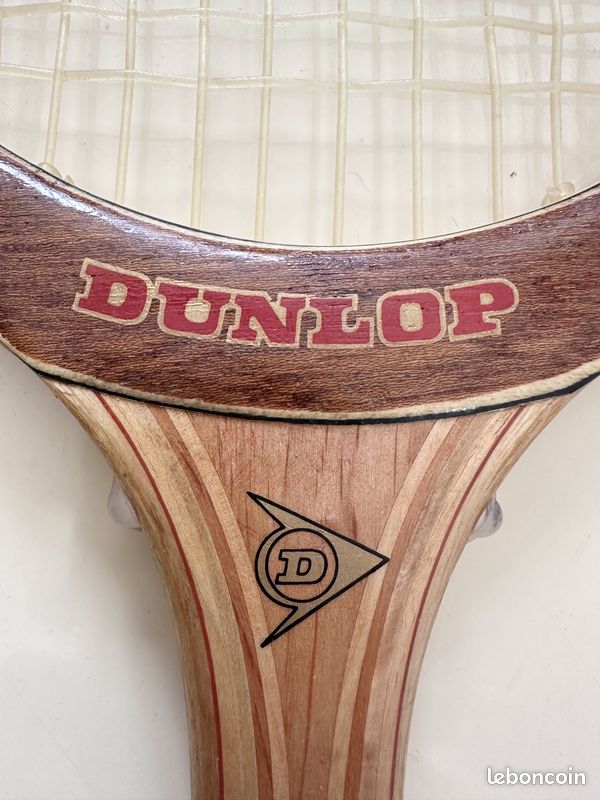 Raquette De Tennis Dunlop En Bois Vintage, Avec Presse à Cordes, Collection