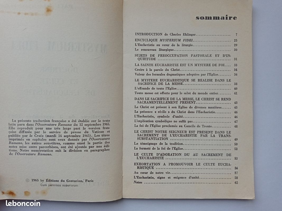 Livre spirituel chrétien, l' eucharistie mystère de la foi, (image 3)