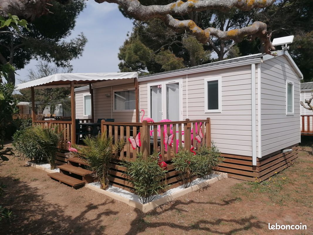 Mobil-home climatisé 6 pers. à 300m de la plage - Camping 4 étoiles La Falaise - Narbonne-Plage (image 1)