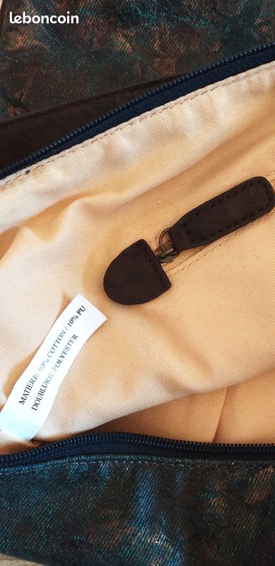 Sac NEUF en Jean bleu motif Doré & Simili Cuir Marron (image 14)