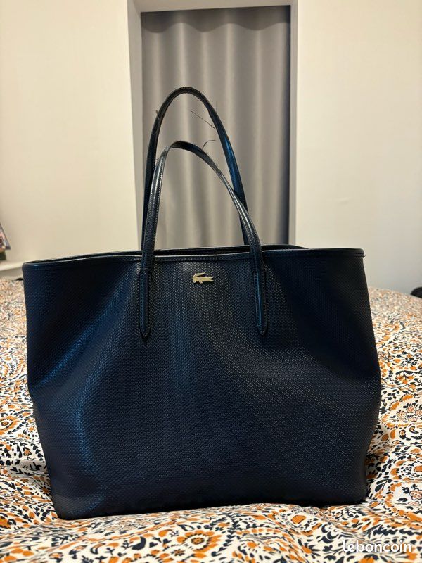 Sac Lacoste cuir bleu marine Accessoires Bagagerie