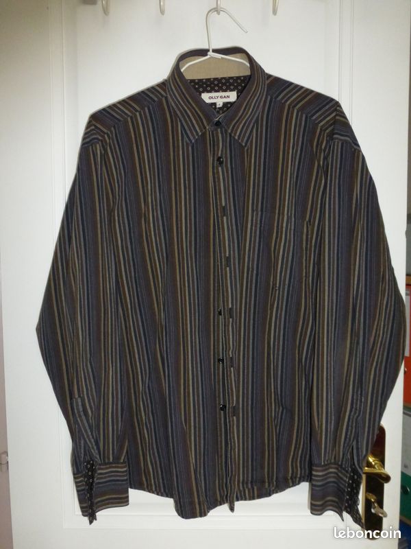 CHEMISE OLLY GAN à rayures marron,bleu -T4 (image 1)