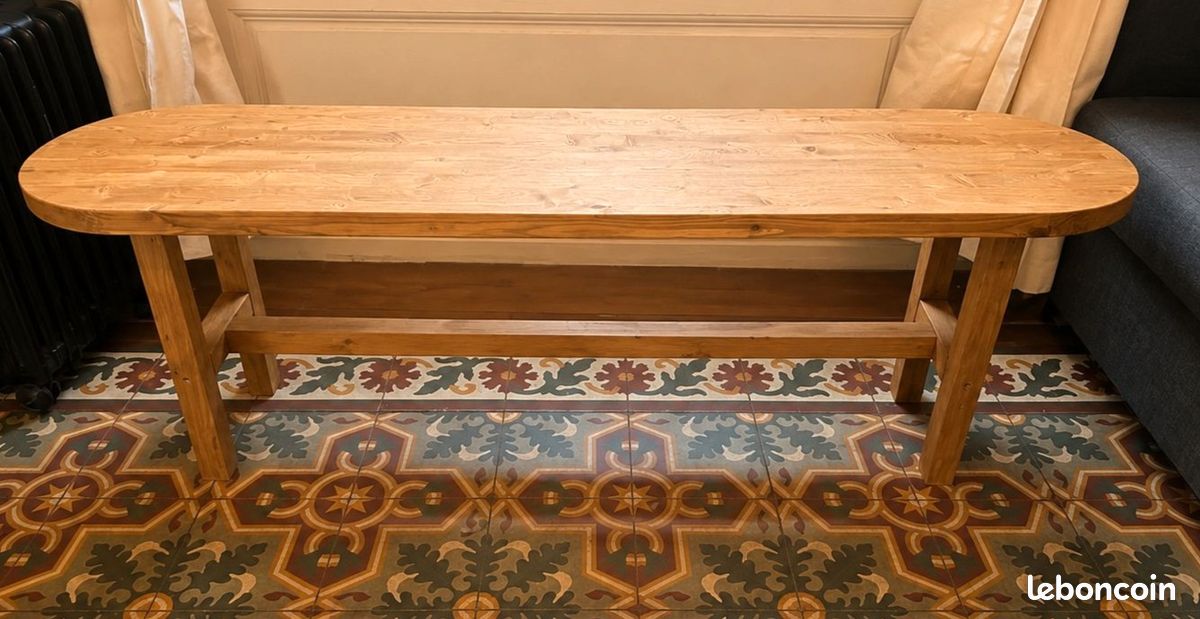 Banc en bois massif Decowood Olivia 120 cm – Chêne foncé (image 2)