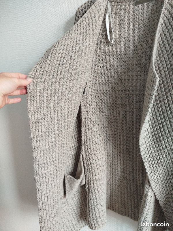 Gilet long laine beige (image 6)