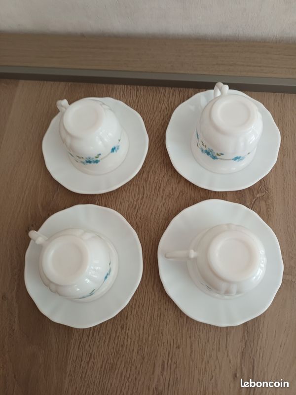 lot de 6 grandes tasses et sous tasses petit dejeuner arcopal