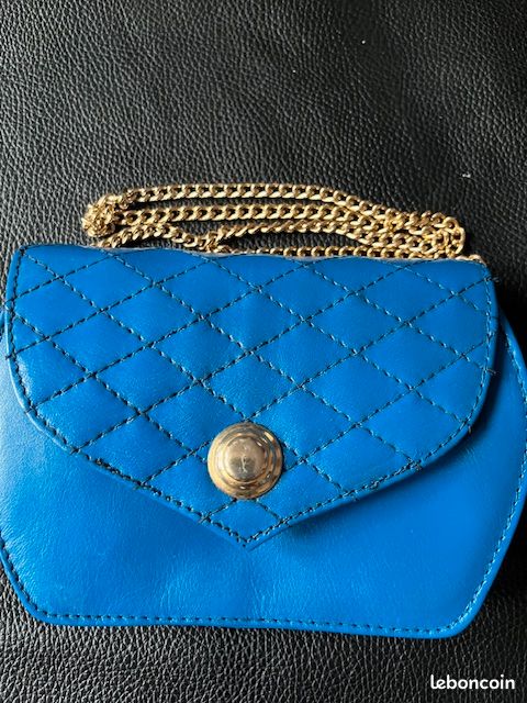 Sac à main cuir bleu (image 1)