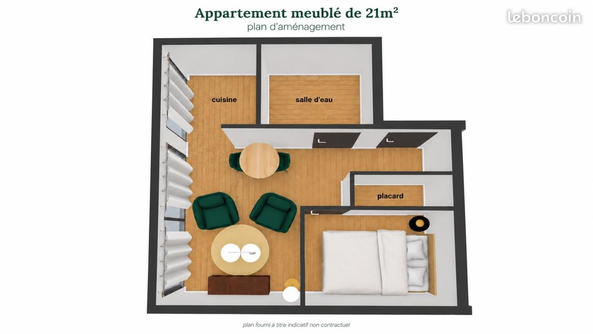 Appartement 2 pièces 21 m² · à Paris · 21 m² · 1 500 €/mois
