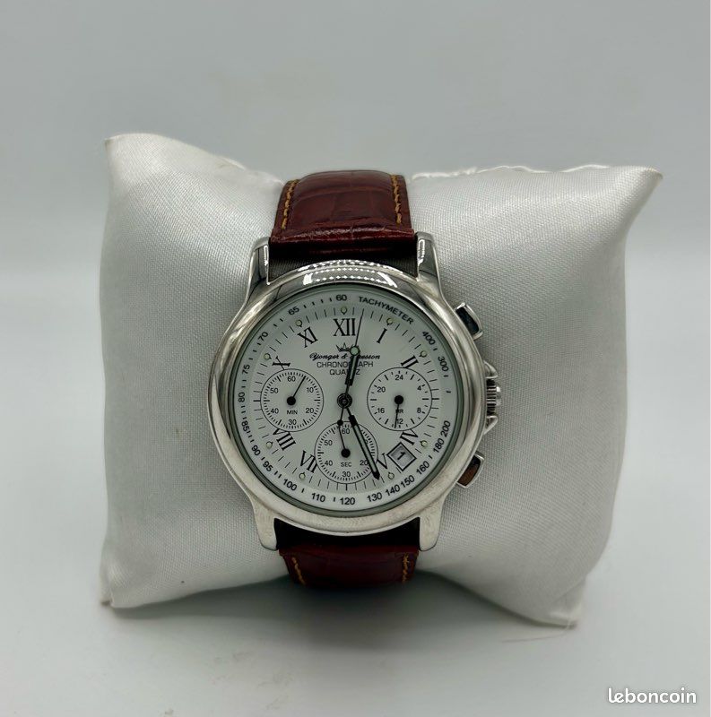 Montre Yonger Bresson homme chronographe quartz cuir marron