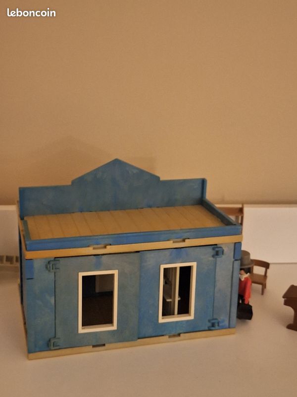 Lot Playmobil Vintage Western – Maison Banque Avec Toit Et Rebord Latéral, Pièces 3421/3422 De 1976, Occasion