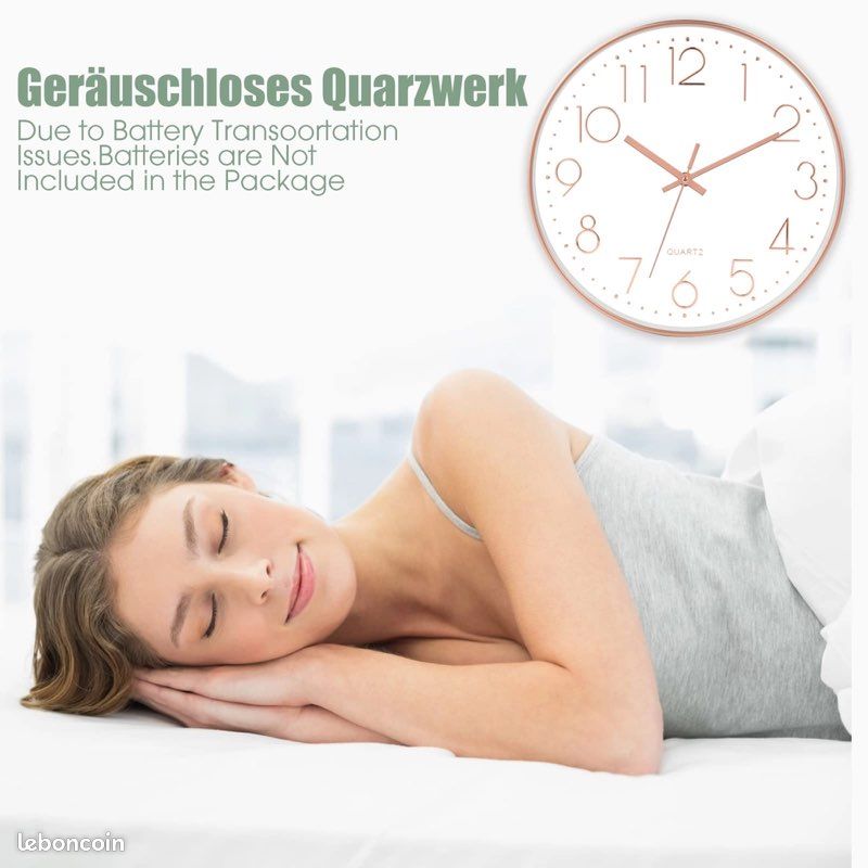 Horloge Murale Silencieuse Quartz 30x30cm, Design Art Déco Multicolore