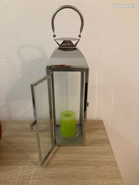 Lanterne en verre et alu H 54 cm (image 3)