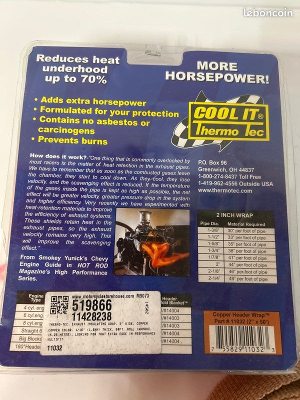8 mètres de bandes thermiques échappement cuivre Harley Davidson (image 3)