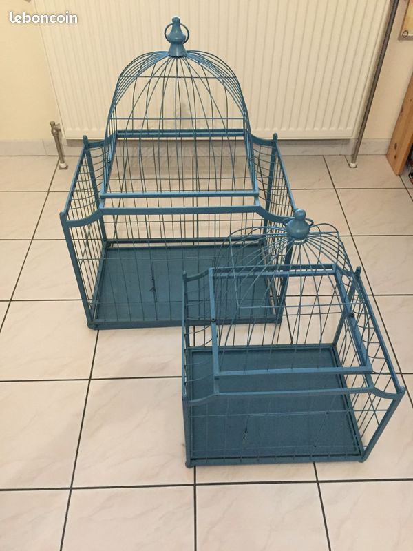 Cage à oiseaux de décoration coloris bleu grande taille (image 14)