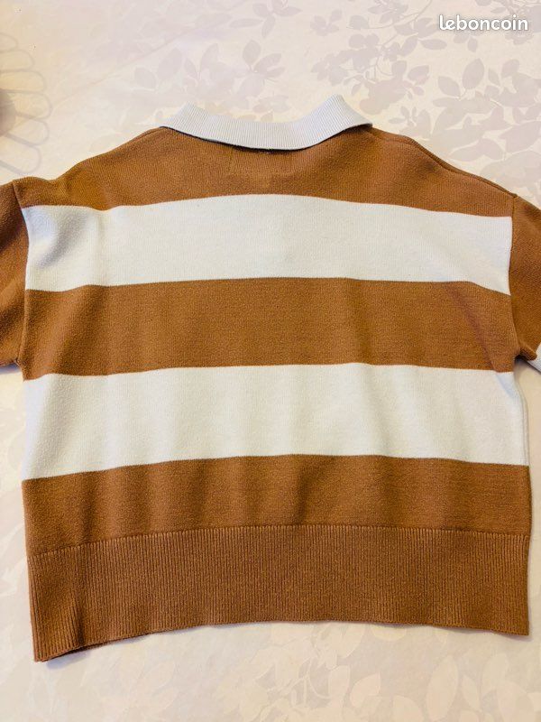 Pull d’hiver a col à rayures crème et camel de chez Zara. Taille 11-12 ans. Très bon état (image 5)