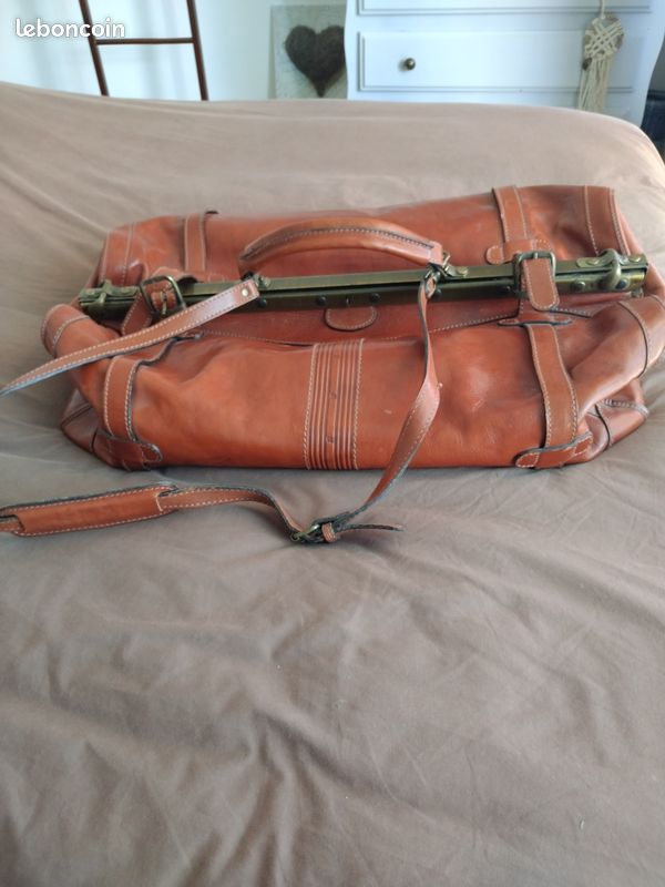 Sac à Dos Ancien En Cuir Marron Alain Gros - Made In France Vintage - Occasion