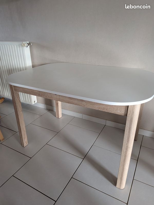 Table à manger blanche et bois (image 2)