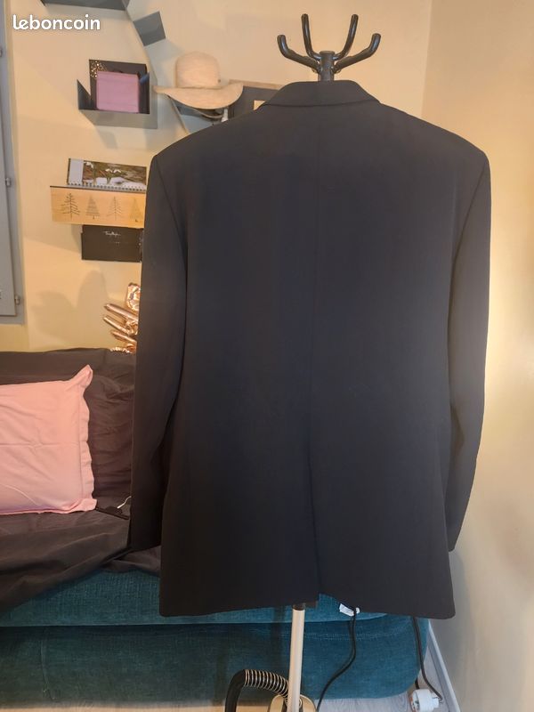 Veste de Costume Homme LUCAS DELLI Noire - Taille 56 (XXL) - Doublure Bordeau (image 2)