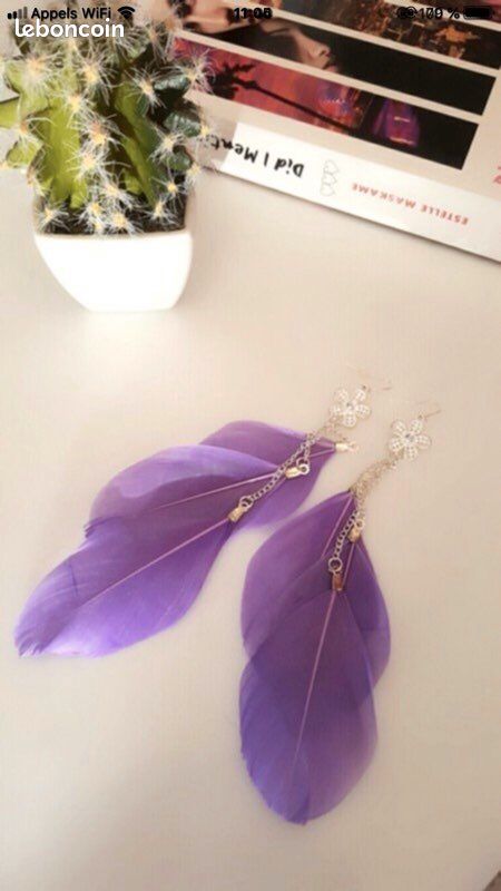 Lot Boucles D’oreilles Plumes (image 2)