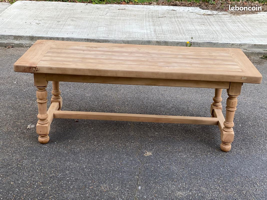 Table à manger de ferme rénovée en bois massif 200cm des années 50 (image 3)