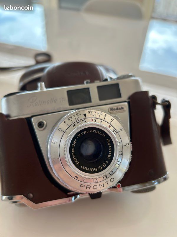 Ancien Appareil Photo KODAK Retinette 1A Métal + Étui Cuir Marron Vintage #B808