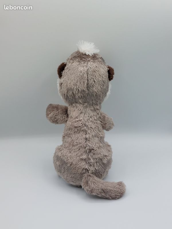 Peluche doudou suricate gris AUCHAN blanc marron 30 cm TBE Jeux