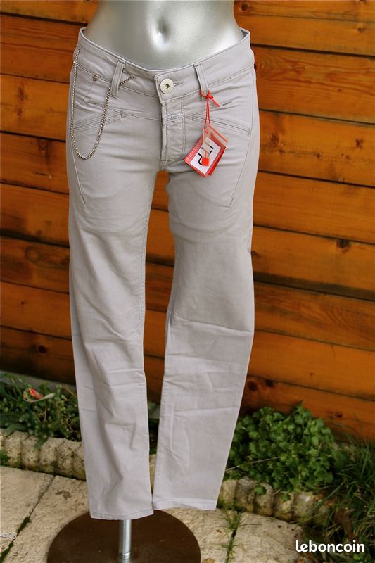 Pantalon Blanc Marithé Et François Girbaud - Taille 36, Lin, Occasion Très Bon état