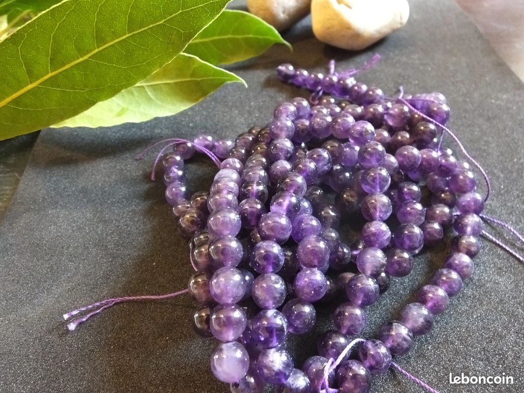 Lot de 90 perles en Améthyste naturelle (image 1)