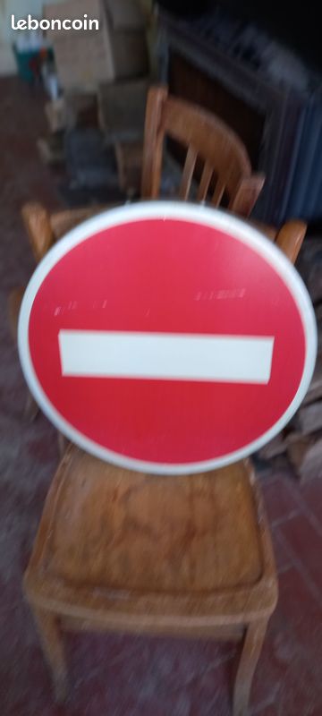 Panneau Ancien En Fer émaillé SENS INTERDIT - Grand Modèle Vintage, Signalétique Française