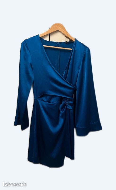 Robe Portefeuille Robe Satin Bleu Zara Robe Satin Bleu Zara