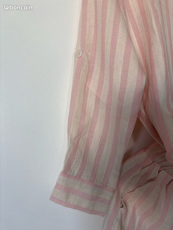 Ensemble chemise short écru et rose dragée S/M (image 3)