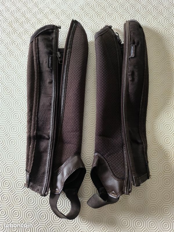 Demi-chaps Équitation Sherwood Forest – Taille S Enfant – Daim Marron – Neuf