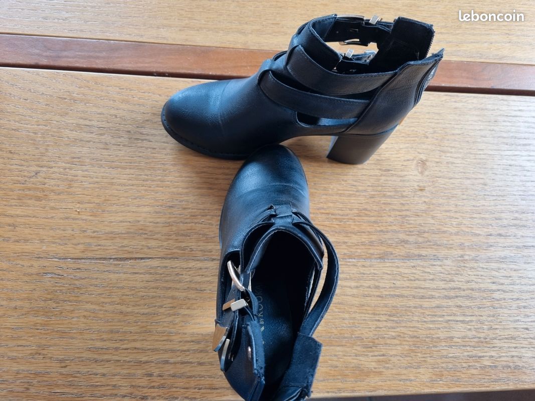 Bottines Kookai En Cuir Noir Lisse - Taille 40/ EU - Bout Rond, Talon Haut Conique - Très Bon état