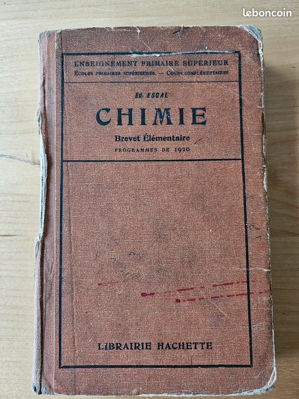Chimie- Brevet élémentaire programme 1920 (image 1)