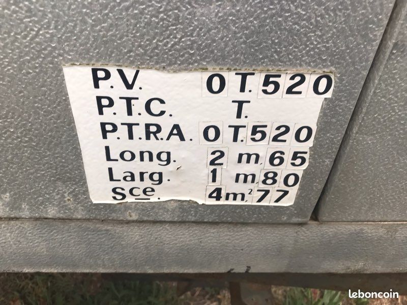 Remorque frigorifique , Remorque double essieux entièrement bâchée PTAC 2500kg avec carte grise (image 5)