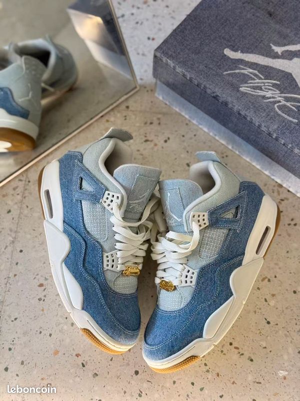 Nike air Jordan '4 x TEX Worn Bleu denim 45 Chaussures