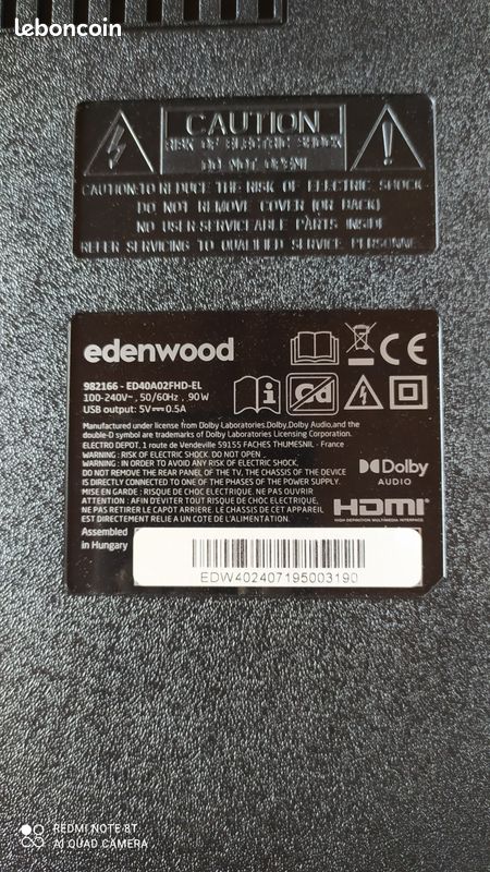Carte T-Con E88441 pour TV Edenwood ED52C01UHD-VE