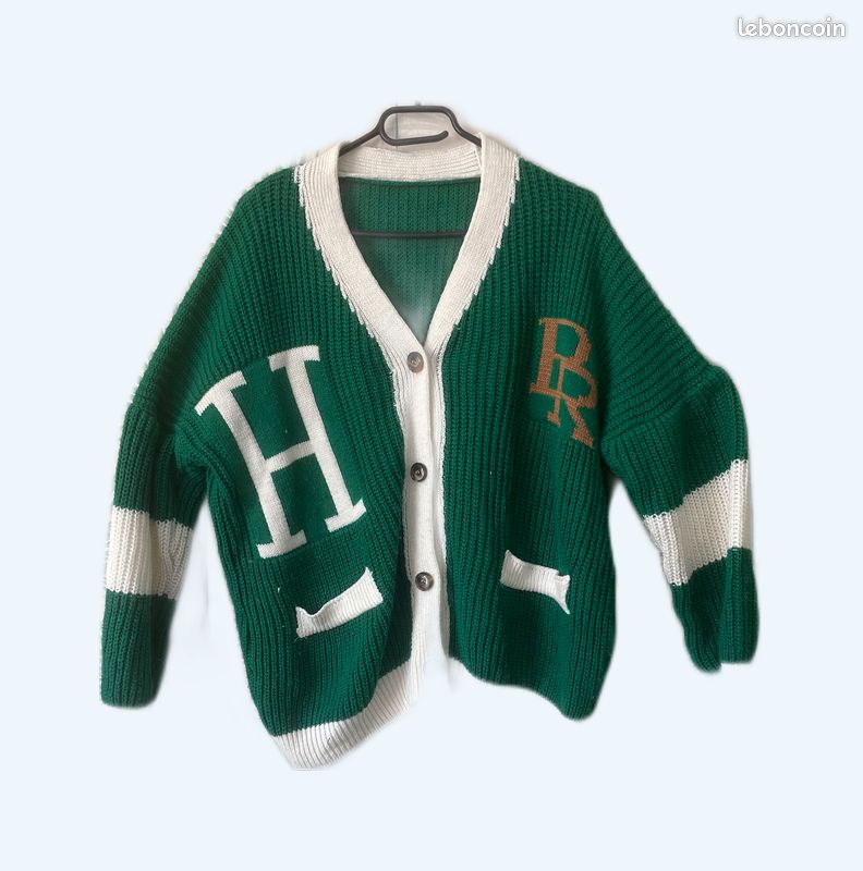 Pull en coton vert sapin (image 1)