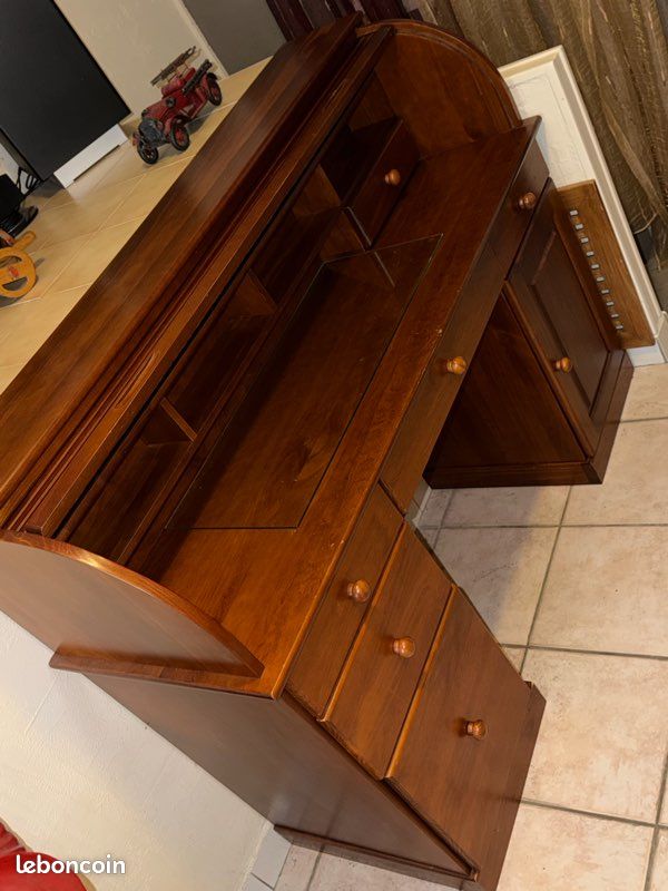 Bureau élégant à cylindre, fermeture rideau coulissant (image 3)