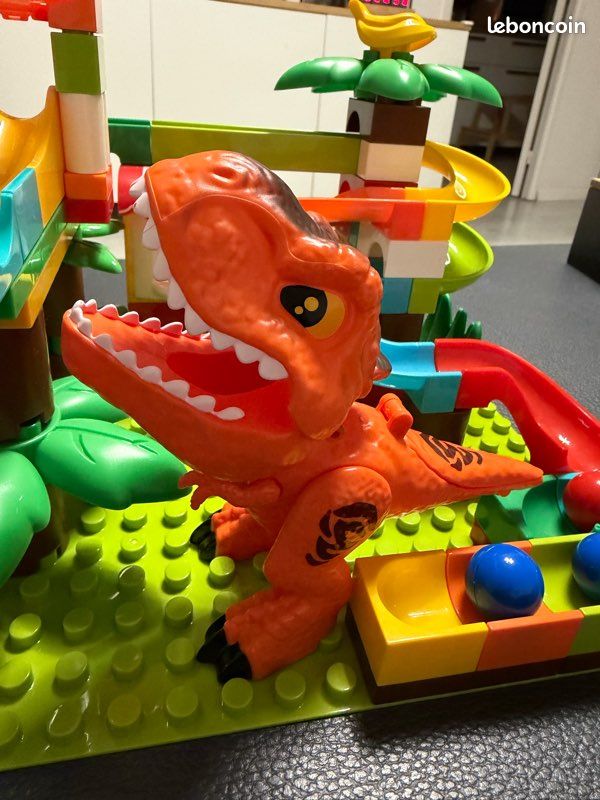 Circuit à Billes Dinosaure 36 Pièces – Parcours Avec 3 Billes Dinosaures – Pistes Modulables – Cadeau Éducatif 3-8 Ans
