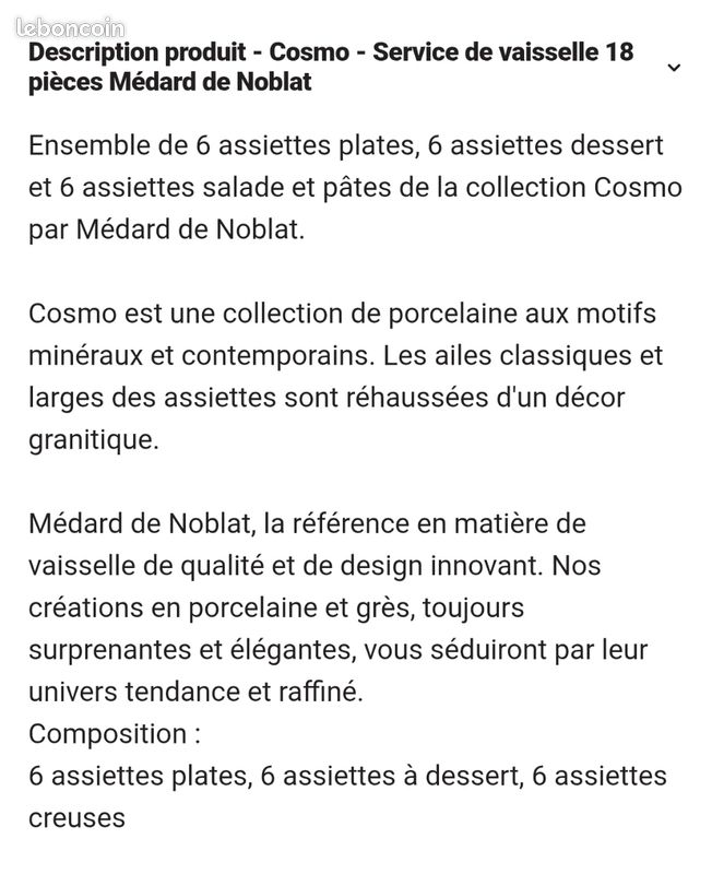 Service 18 pieces porcelaine de limoges Médard de Noblat (image 6)