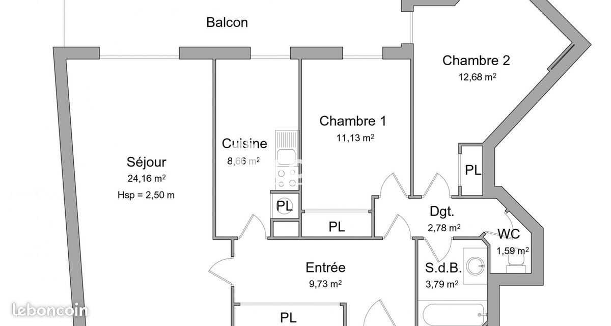 Appartement 3 pièces 75 m² · à Toulouse · 75 m² · 1 145 €/mois
