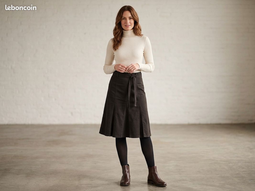 Jupe asymétrique beige / Vintage - Taille 36/38 - Vêtements